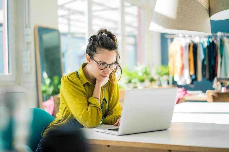 Freelancer working on laptop