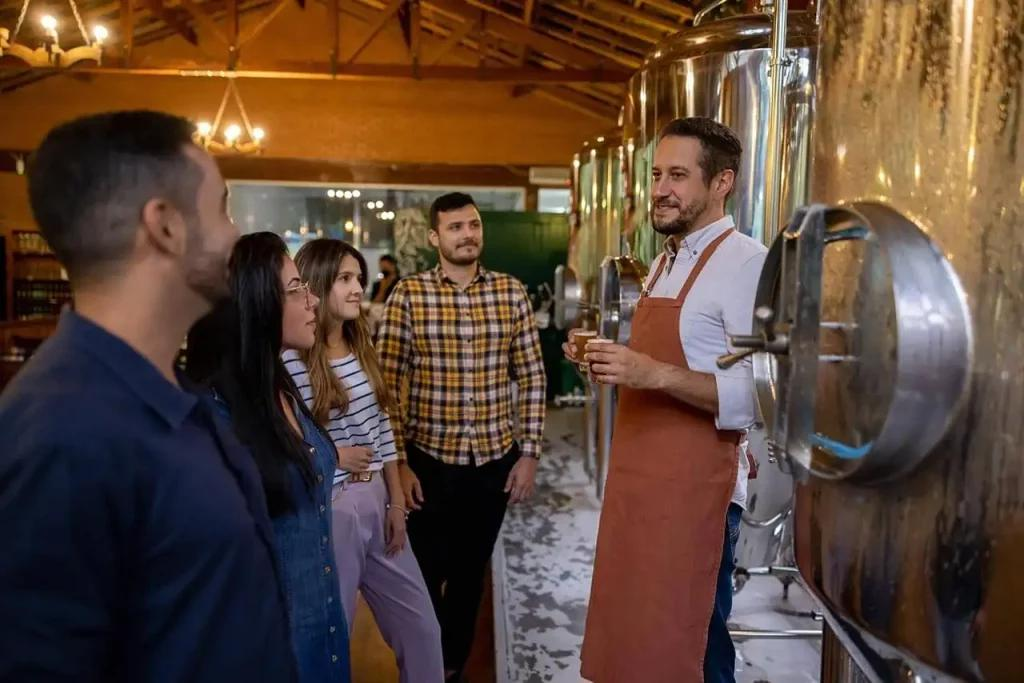 Customer on a brewery taproom tour