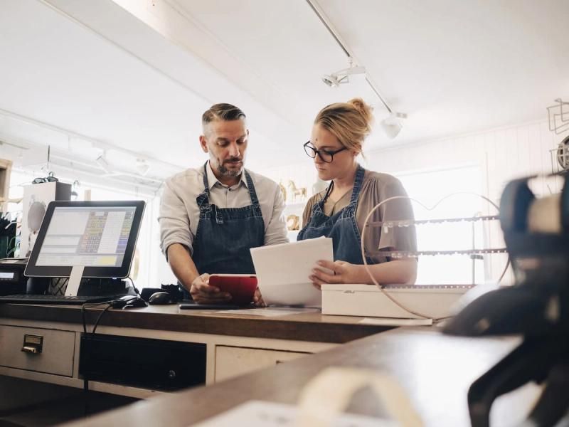 Business owners working together