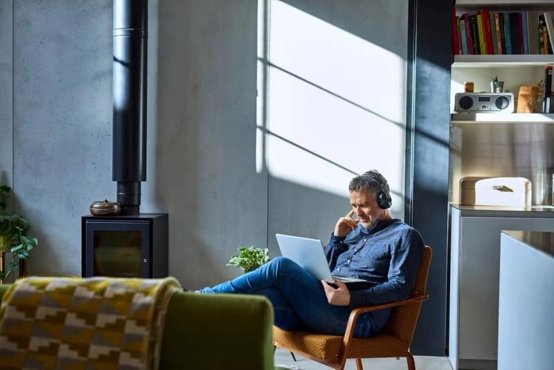 Freelancer on a laptop in their home