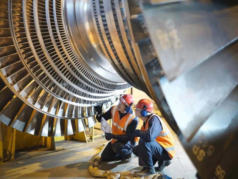 Engineers inspecting machinery
