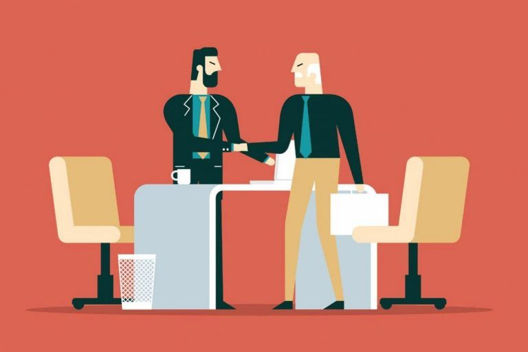 Graphic of two people shaking hands